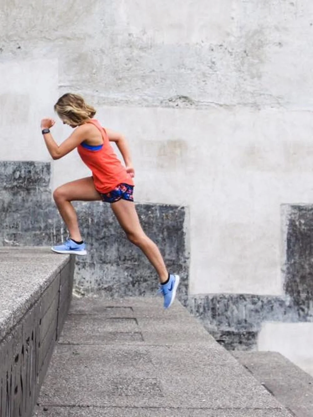 Lululemon Speed Short Blue & Coral Print Athletic Running Shorts
